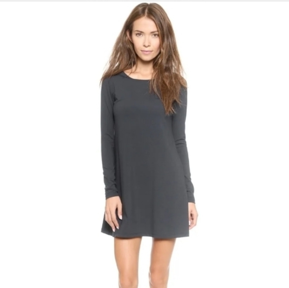 Susana Monaco Gray Long Sleeve A line Shift Dress, Size S, Neutral Casual Soft